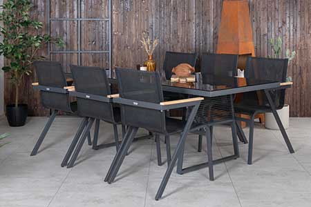 grande table de jardin 6 personnes 200 cm noire et chaise design